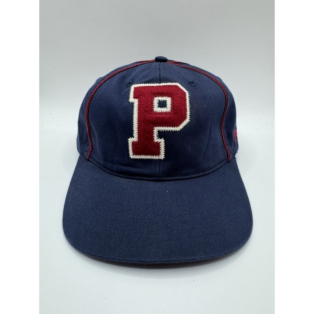 VTG NWT Polo Ralph Lauren P Patch Hat Navy Red Strapback Dad Cap